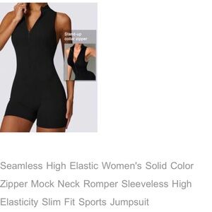 Black Sleeveless Mock Neck Romper